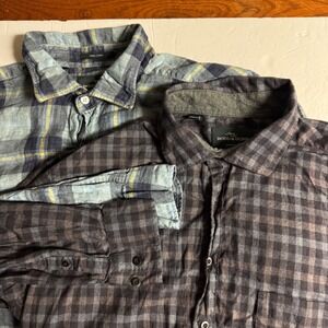 Rodd & Gunn XL Mens Sports Fit Plaid Check‎ Cotton Button Down Shirts. Set of 2